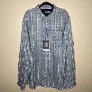 NEW‎ Wrangler Outdoor Men's Button Down Gray Plaid Regular Fit Size 2XT